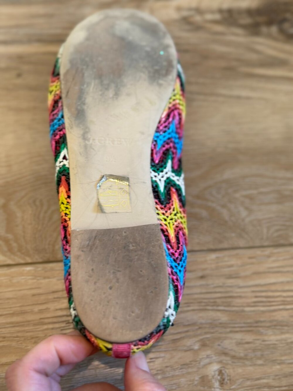 J Crew Evie Ballet Flats in Zig Zag Raffia, Sz 9.5 - Picture 10 of 10